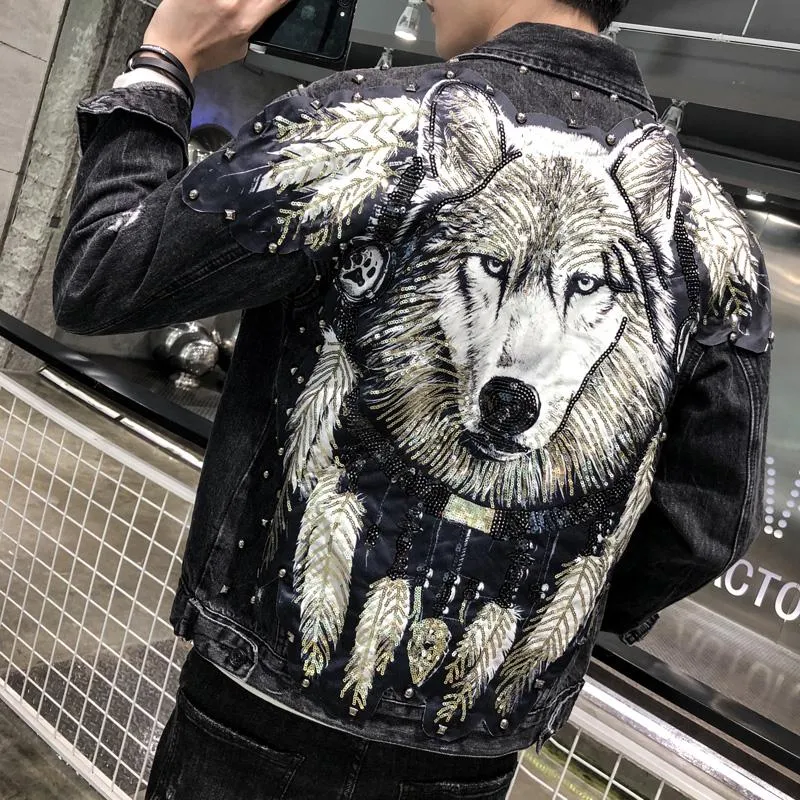 Acostumbrados a Locura Finito Chaquetas Masculinas Moda Streetwear Hole Jeans Chaqueta Abrigo Lobo Cabeza Bordada Lentejuelas Ropa De Mezclilla Estilo Punk Slim Negro De 70,84 € | DHgate Acostumbrados a Locura Finito Chaquetas Masculinas Moda Streetwear Hole Jeans Chaqueta Abrigo Lobo Cabeza Bordada Lentejuelas Ropa De Mezclilla Estilo Punk Slim Negro De 70,84 € | DHgate