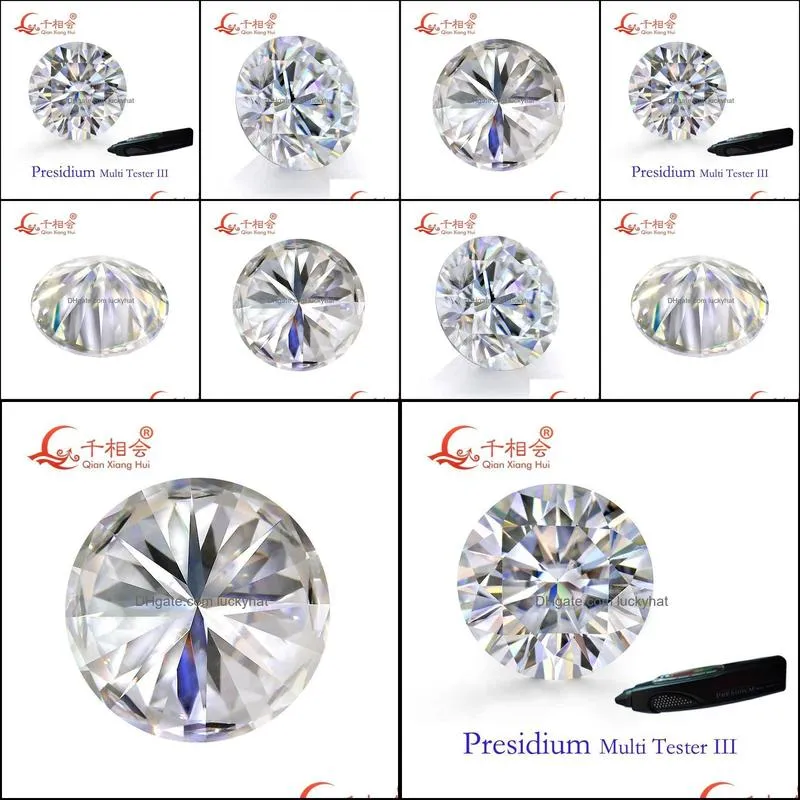Other 5mm To 12mm DF Color White Round Shape Brilliant Cut Moissanites Loose Stone Can Pass Presidium 3 Pen