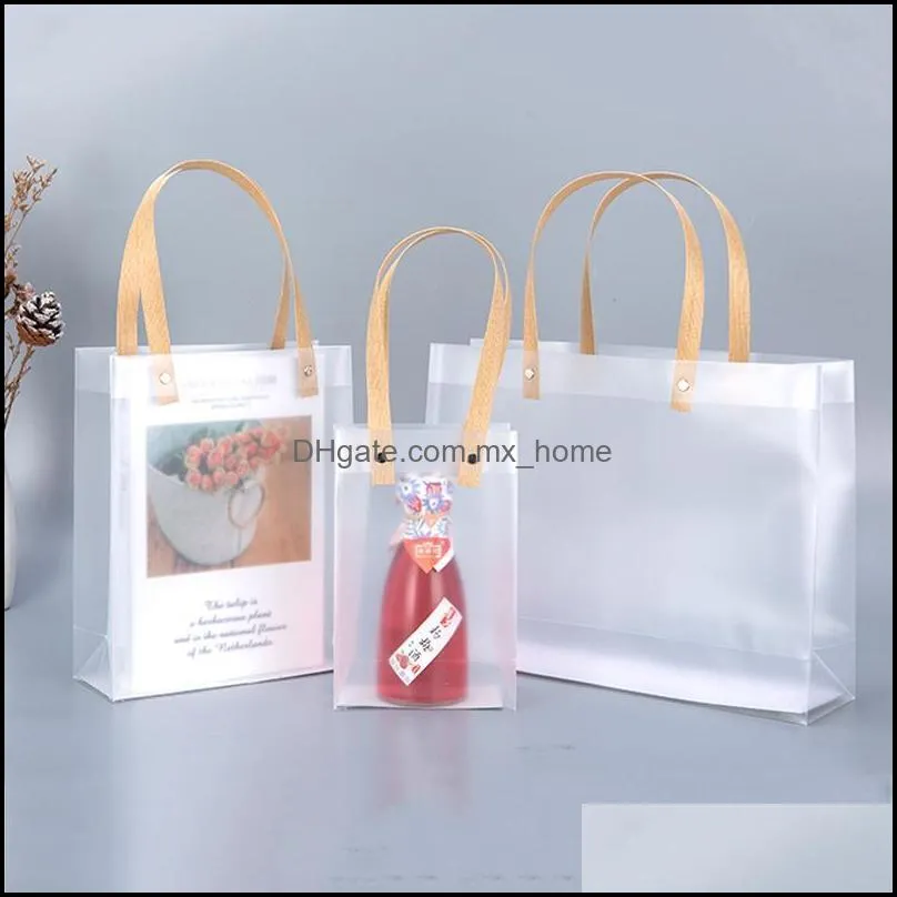 Frosted PP Plastic Gift Bags With Handles Waterproof Makeup shopping Handbag Party Favors Gift wrap