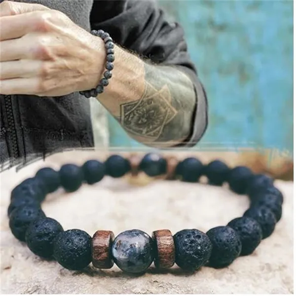 Men Beaded Bracelet Natural Moonstone Bead Tibetan Buddha Bracelet chakra Lava Stone Diffuser Bracelets Jewelry gift GC1053