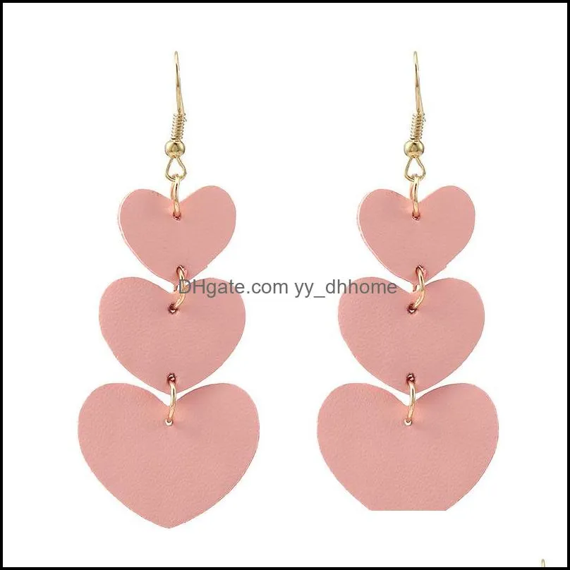 heart leather earrings for lady lightweight fashion double-sided dangle drop earring women girls valentine`s day gift u45fa