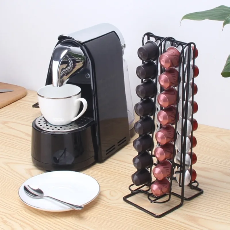 Support Mural Pour Capsules Café - Organisateur 54 Capsules - Adhésif Puissant - Compatible Nespresso, Keurig