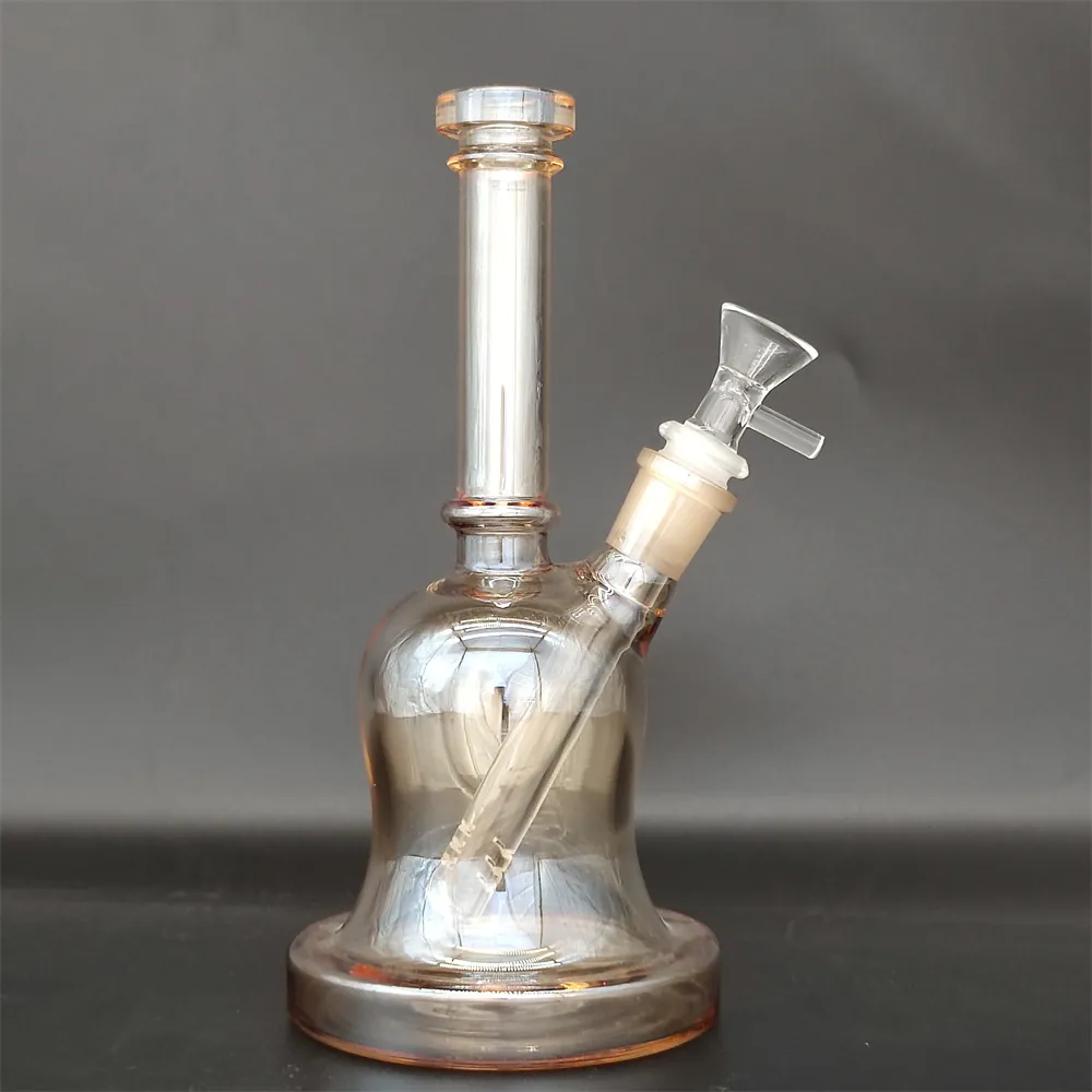 8.9 Inches Yellow Thick Glass Metallic Bong Tobacco Smoking Water Pipe Hookah Beaker Bubbler Smoke Pipes Bongs Bottles Dab Rig