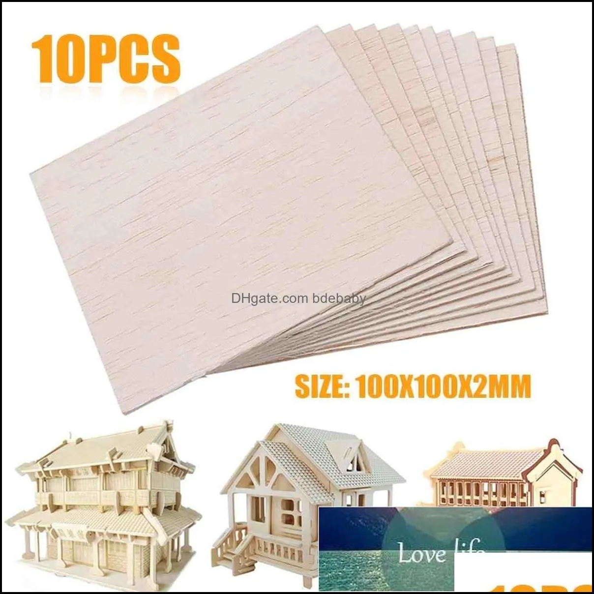 10Pcs 100x100x2mm Wooden Plate Model Balsa Wood Sheets DIY House Ship Aircraft