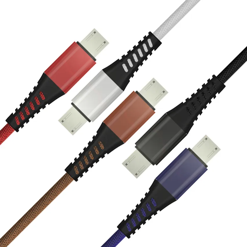 2.4A Braided Type C Micro USB Cables High Speed Charger Data Cable Fast Charging For Android Phone 1m