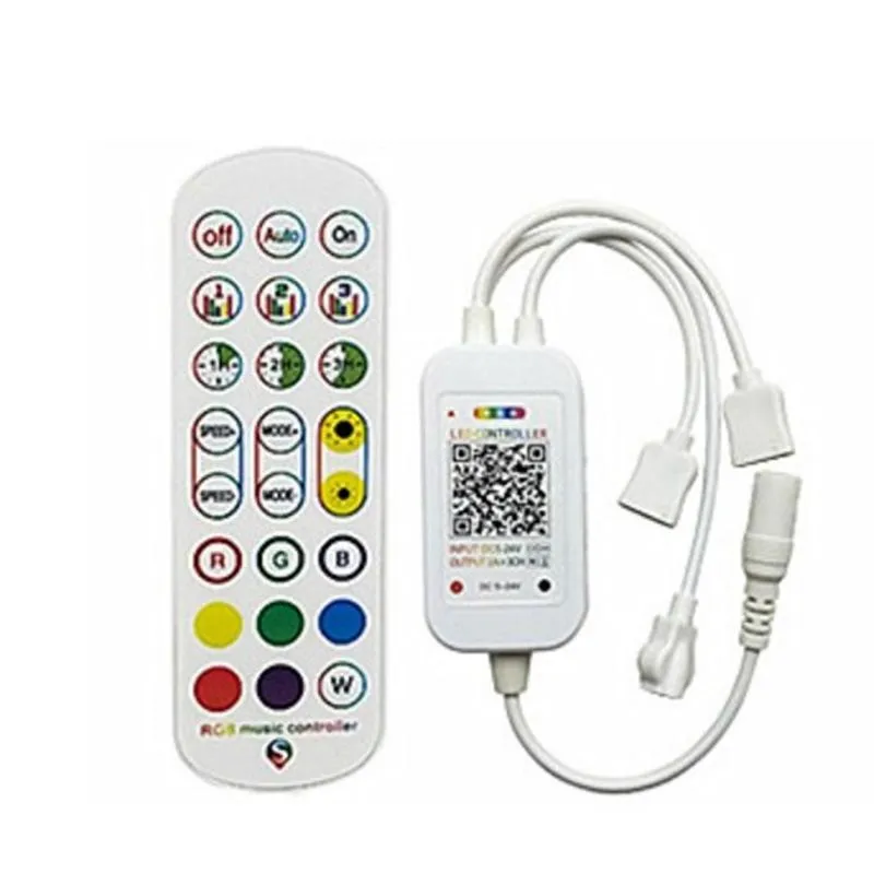 Controllers RGB LED-controller DC5-24V Bluetooth-muziek Voice Control 24 sleutels met timerfodus voor 2835 Strip Light, 3 OUTPUT