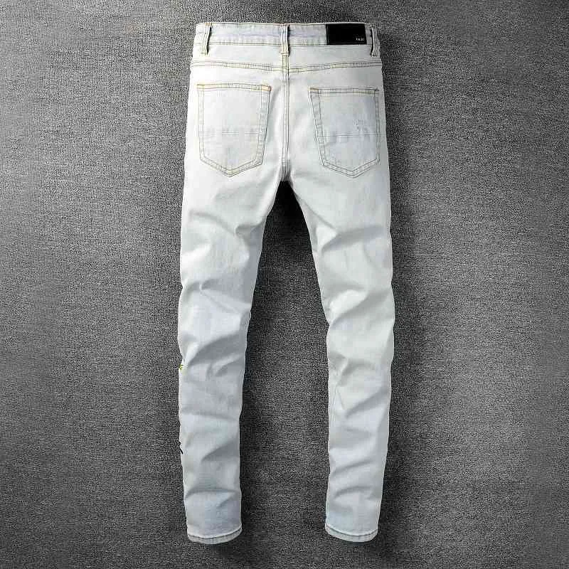 節約術 メンズジャンファッションアミールデザイナージーンズ673ハイストリートパーソナライズホールカジュアルメンズレギンスを洗う ブランドのアイテムを Acelerando Com Ec