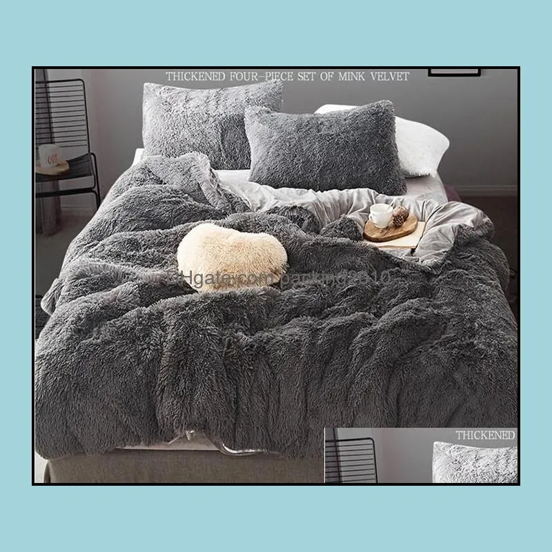 coral fleece bed sheet winter thicken four-piece bedding set designer bed comforters sets flannel coral fleece bed sets wy828-1 hb