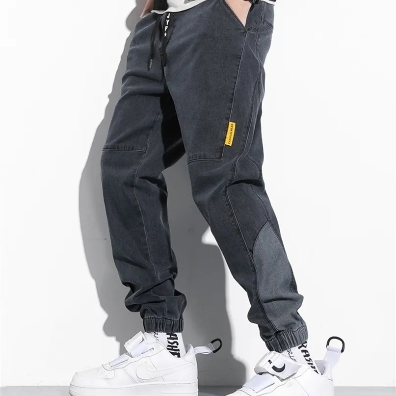 Primavera Estate Blu Nero Baggy Jeans Uomo Stretched Cotton Streetwear Denim Joggers Casual Harem Pants Plus Size 8XL 220328