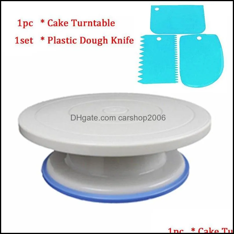baking & pastry tools plastic christmascake turntable rotating cake dough knife decorating 10 inch cream cakes stand rotary table