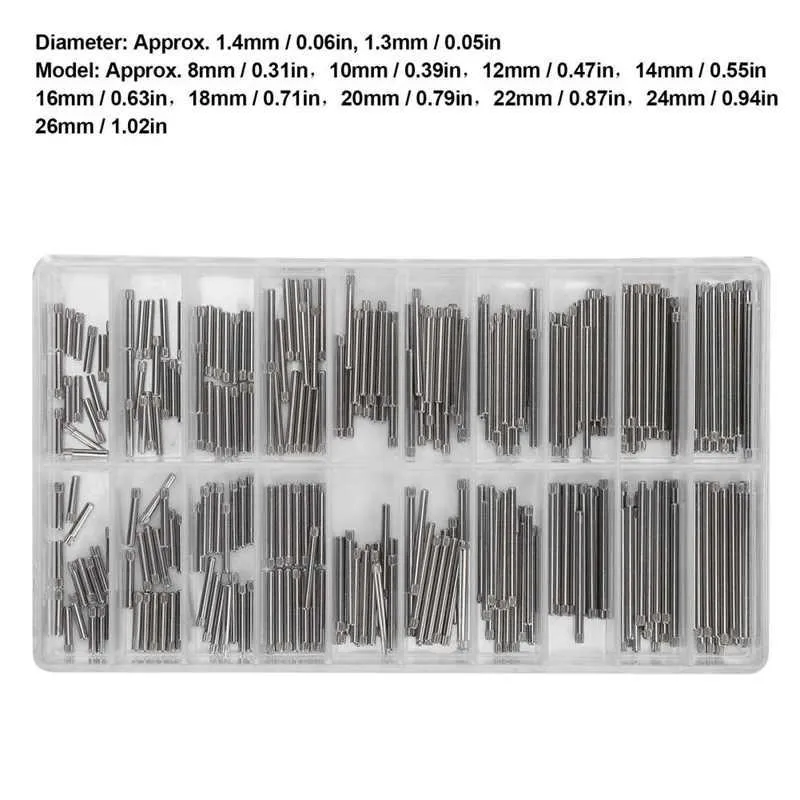 Kits de ferramentas de reparo 200pcs 1,3 mm 1,4 mm 8-26mm de aço inoxidável Pelra Ferramenta de Acessório de Acessórios para Braceletas de Antecedência para WatchmakerRepair
