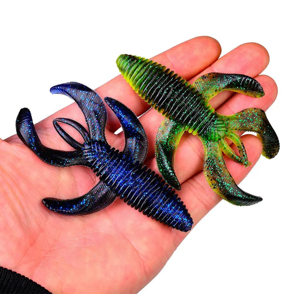 New 200Pcs/Lot hot 5 color Soft Plastic Crawfish Lure Hollow Body Bass  Fishing Plastic Bait Paca Craw 10cm 11.5g K1643