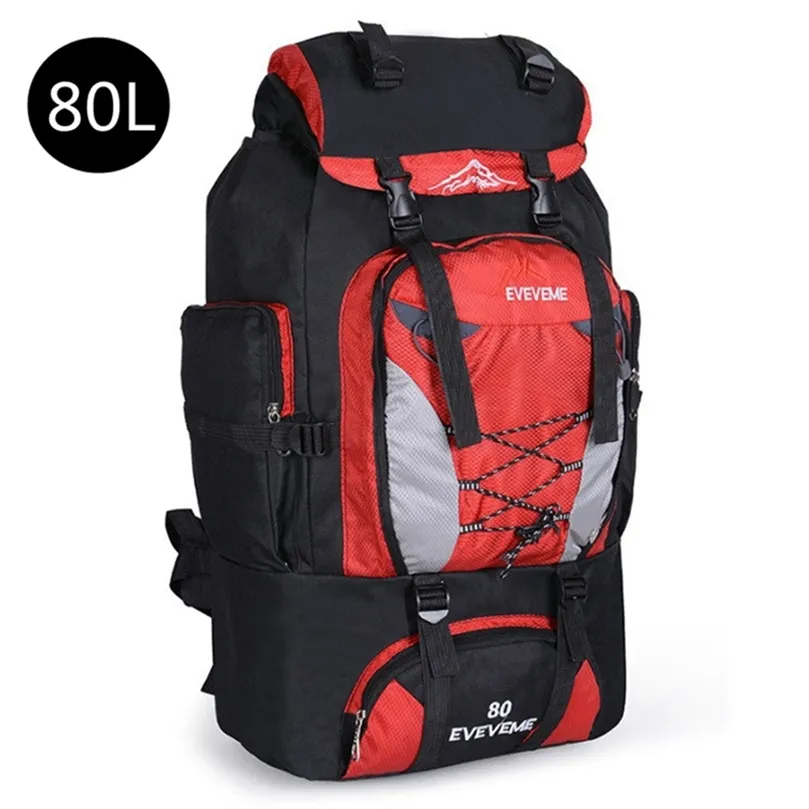 Mens 80L Large Waterproof Climbing Hiking Backpack Camping Mountaineering Backpack Sport Outdoor Rucksack Bag 220722