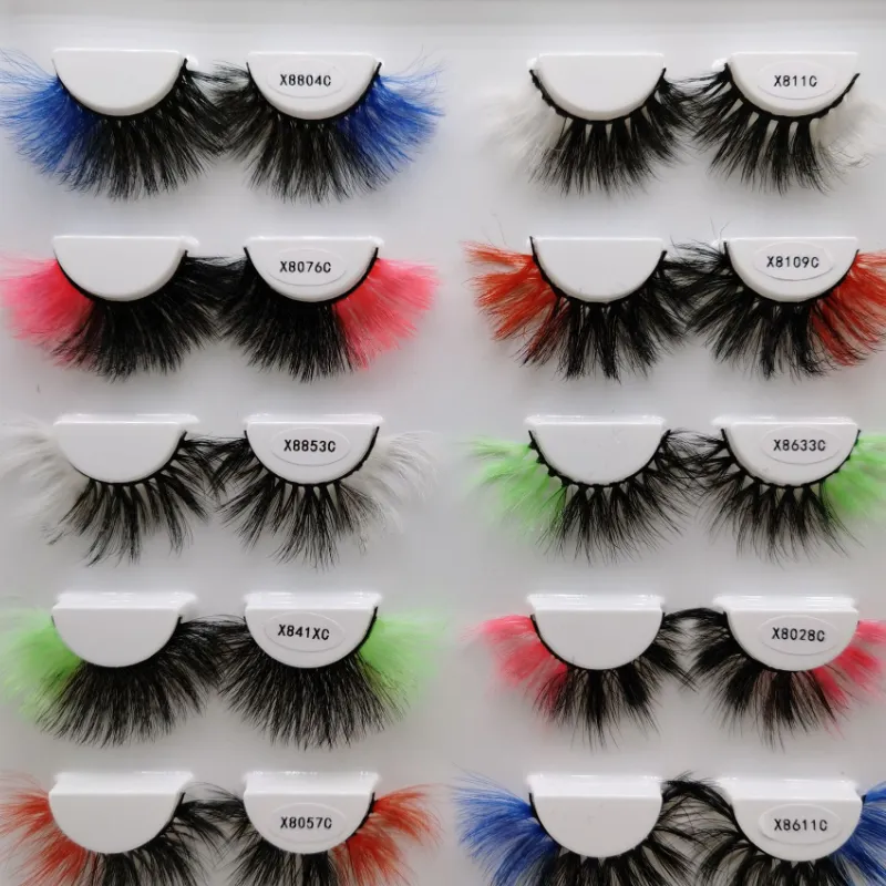 3D Color Faux Lashes Natural Long Colorful False Eyelashes Dramatic Makeup Fake Lash Party Colored Lashes for Cosplay Halloween