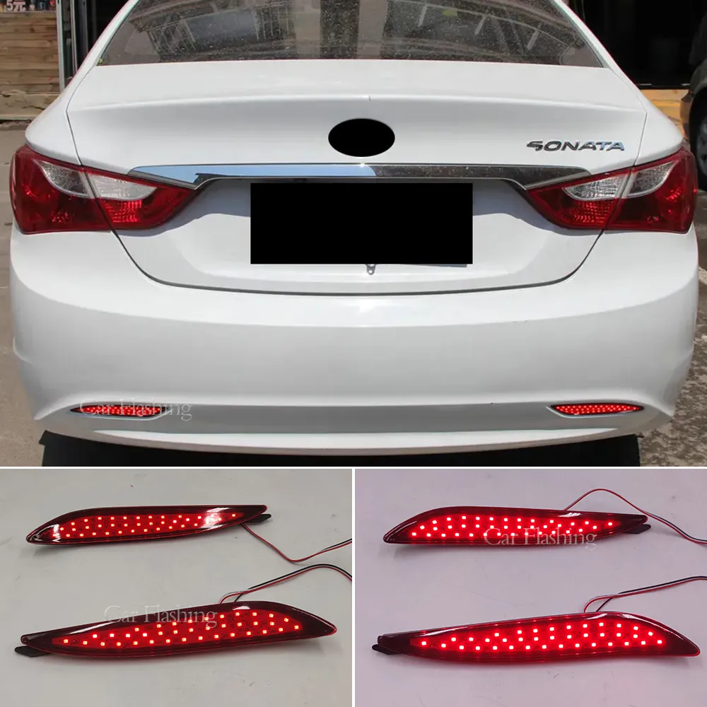 2PCS LED LEDヒュンダイソナタのリアバンパーリフレクターブレーキライト8 2011 2012 2013 2013 2014フォグランプカーアクセサリー