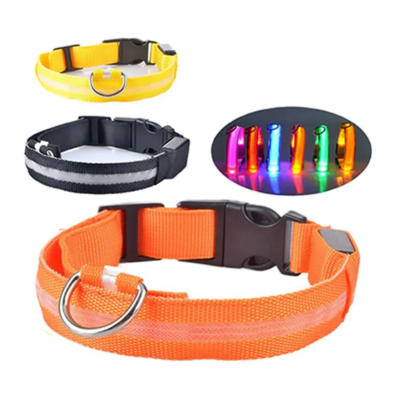 LED Pet Collars Night Safety Flashing Glow In The Dark Dog Leash Luminous Fluorescent Collar Pet Supplies S/M/L