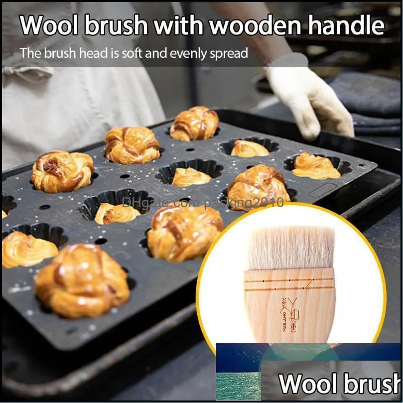 Wooden Baking Oil Brush Pastry Cream For Bread BBQ Utensil Basting Oil Brushes grill brush kitchen 1Pc Liquid Cake Factory price expert design Quality Latest