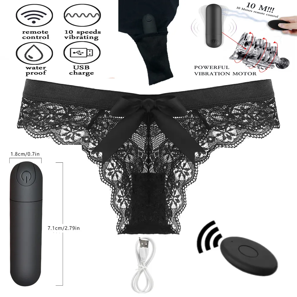 Wireless Remote Control Lace Underwear Vibrator, Powerful Clitoral