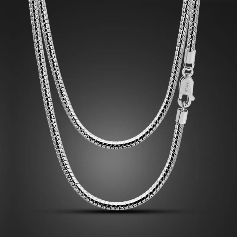 Kedjor Italien100% 925 Sterling Silver Snake Chain Necklace Men Women 3mm-4mm Chokers 16 "till 30" unisex pojkar flickor fina smycken