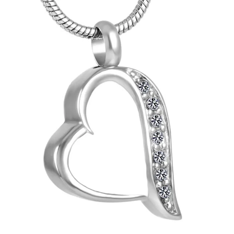 Pendant Necklaces Urn Jewelry Fashion Women Necklace Cremation Memorial Crystal Edge Heart Stainless Steel Ashes IJD8221Pendant