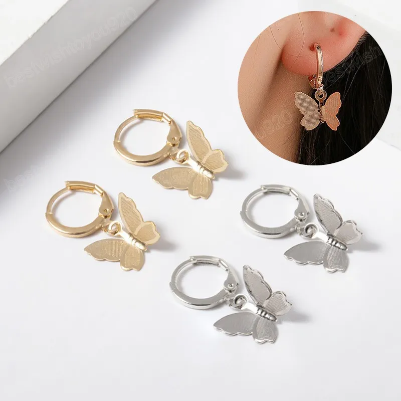 Korean Style Fashion Alloy Butterfly Shape Earrings Small Fresh Sweet Drop Hoop Earring For Woman Jewelry Cute Girl Gifts