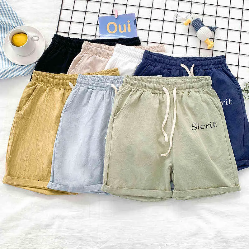 Shorts voor heren Hoge kwaliteit linnen shorts met letterprint voor heren 2021 zomer casual kleding tieners rechte basketbal korte joggingbroeken sweatshorts T220825