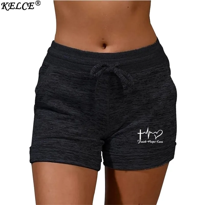 Zomer dames s shorts love letters geprinte stretch lage taille sexy strand fitness groot formaat sh 220630