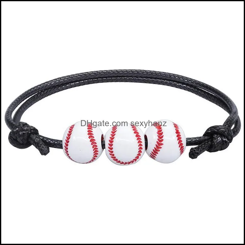 Tennis Sports Charm Bracelets Basketball Baseball Wax Couple Bracelet Summer Beach Jewelry Gift