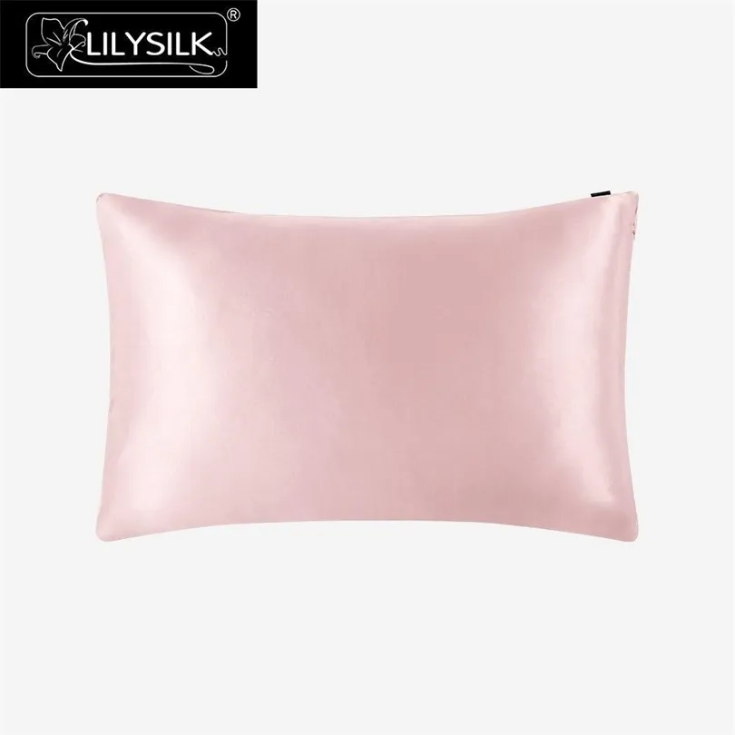 Lilysilk Pure 100 Silk Pillowcase Haar met verborgen rits 19 Momme Terse Color voor vrouwen Men Kids Girls Luxury 201114