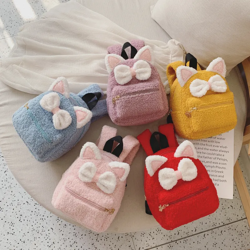 2022 nouveaux sacs à dos d'animation de sac à dos étudiant 5 styles de sac à dos pour enfants en peluche noeud papillon à choisir