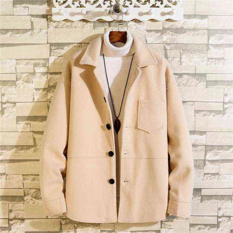 Misto lana da uomo 2021 Cappotto di lana invernale Giacca ampia Plus Size-Top Cappotto maschile casual tinta unita Taglia M-5XL T220810