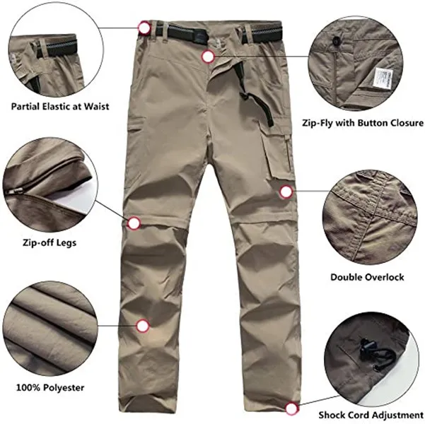 Men's Travel Backpacking Zip-Off Cargo Pants - Travel 100 Zip-Off