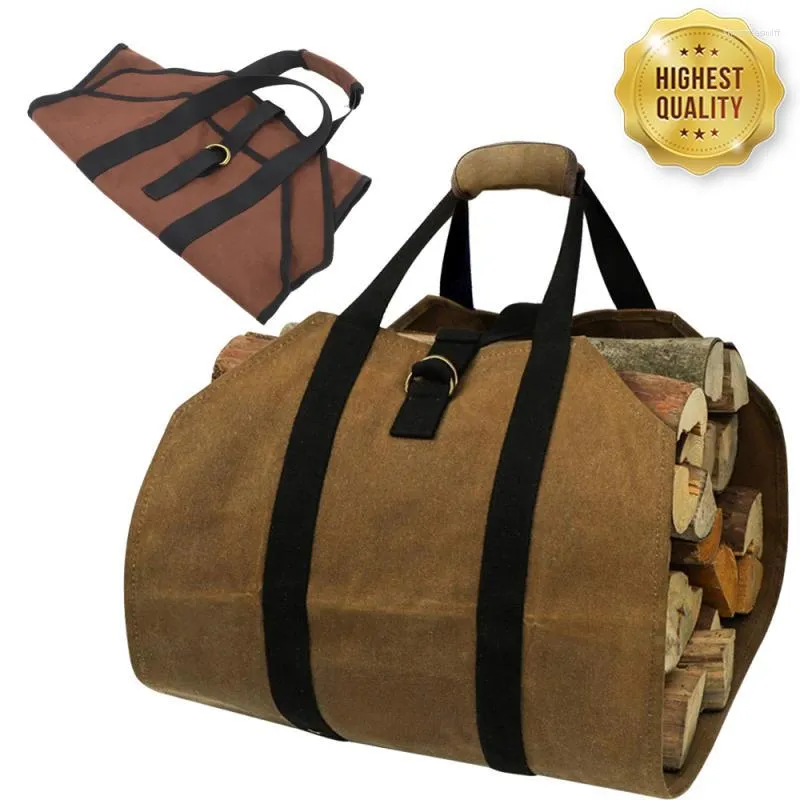Storage Bags 1pc Canvas Tote Bag Durable Woodpile Rack Fire Wood Carriers Carrying For Outdoor Large-capacity Firewood Carrier Carry