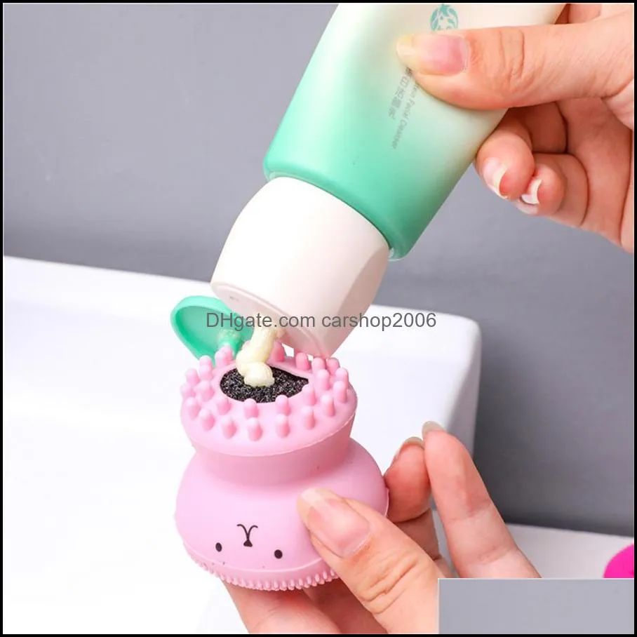 Vacuum Parts & Accessories Double headed jellyfish small octopus face washing cleaning brush sponge facial cleanser makeup remover massage