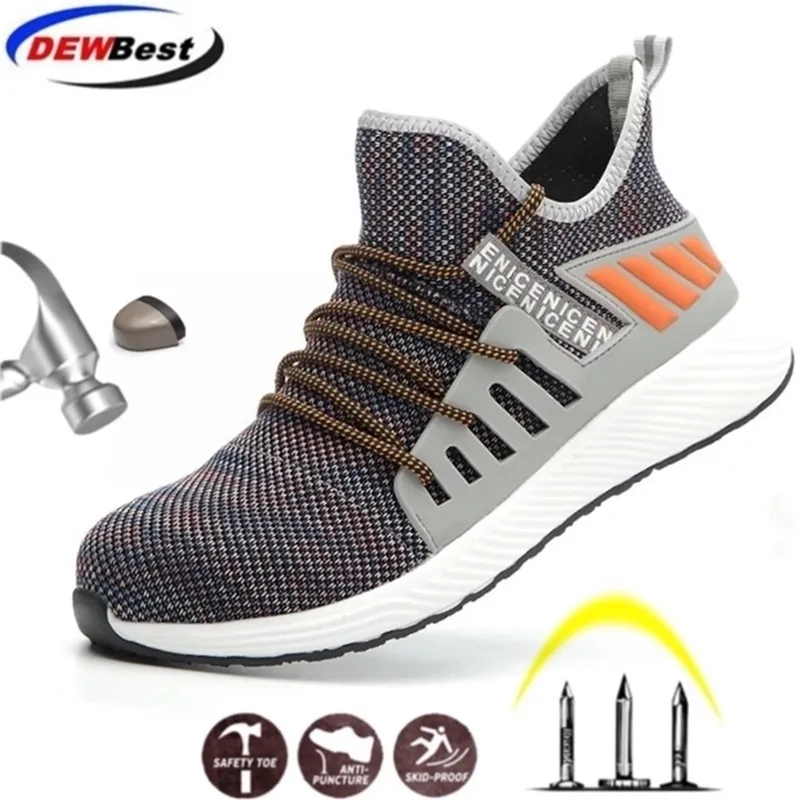 DEW Work Boots Construction Mens Outdoor Steel Toe Cap Men Puncture Proof High Quality Lightweight Safety Shoes Y200915