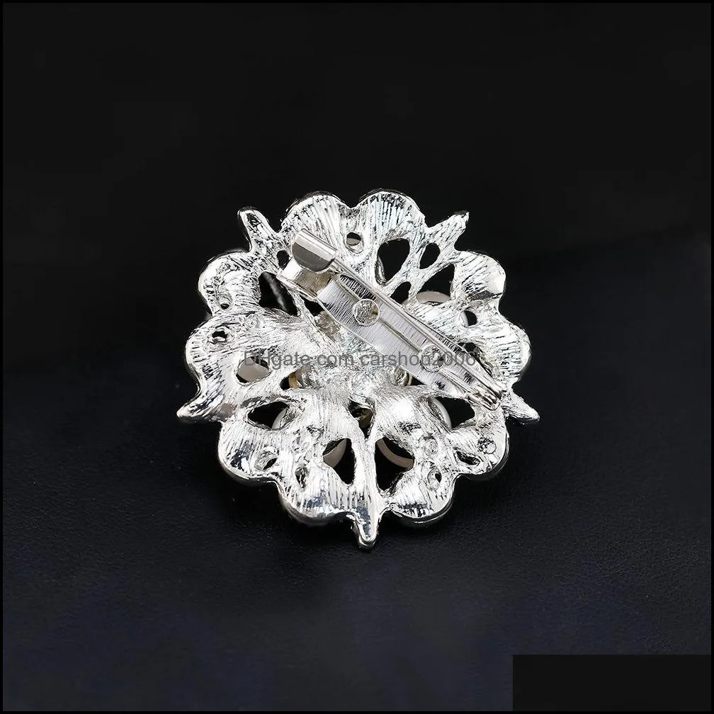 Hollow Five Simulated Pearl Flower Rhinestone Brooches for Women Brooch Pins Jewelry