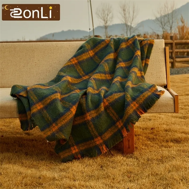 Zonli Retro Throw Bhohemian Warm Warm Plaid Soft Blanket Scearf Scarf Scarf屋外ピクニック旅行昼寝ベッドソファー220527