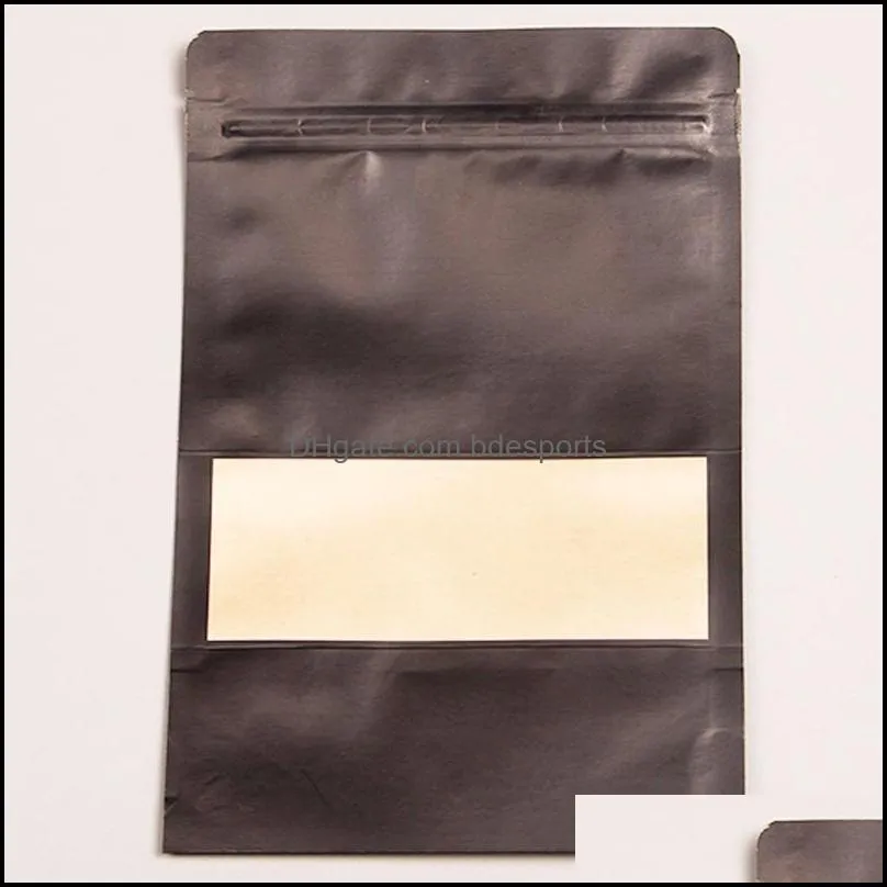 4 Size Black Kraft Paper Frosted Window Bag Stand up Snack Cookie Tea Coffee Packaging Bag X-mas Paper Gift Pouch LX2015