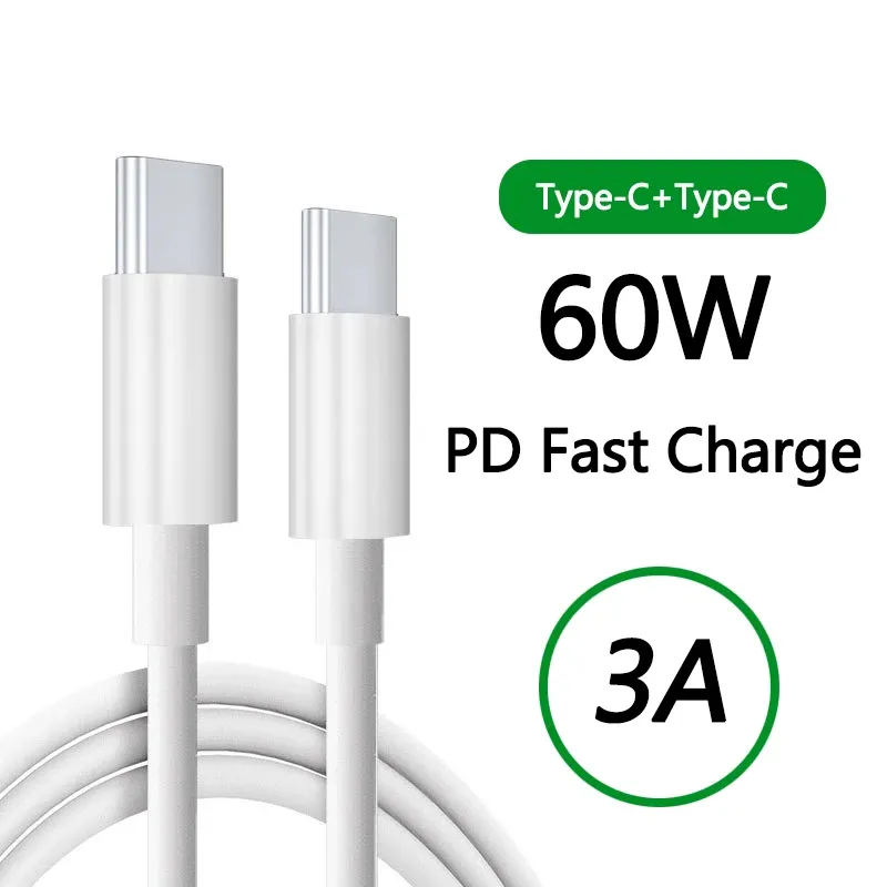 For Xiaomi Poco Samsung Fast Charger 60W Usb-C To C Type-C Cable Quick Charge Accessories Mobile Smart Cell Phone Cord 3A