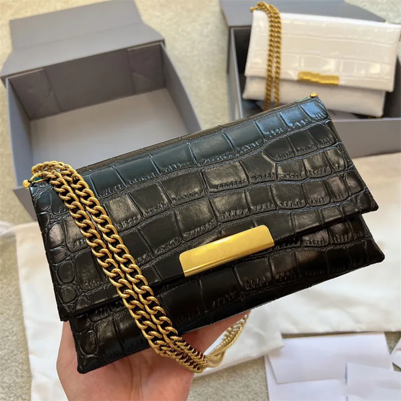 Organ Chain Bag Triplet Crocodile Embossed Small Handbag Ladies Luxury ...