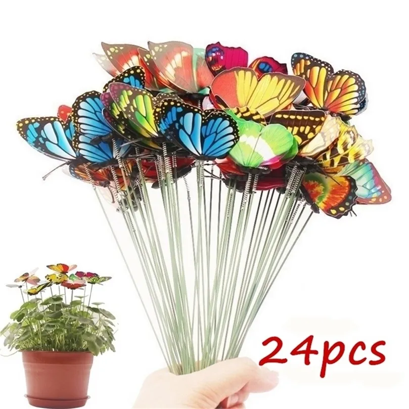 Bouquet de papillons jardin cour planteur coloré fantaisiste papillon piquets décoration extérieure décor pots de fleurs décoration 220531