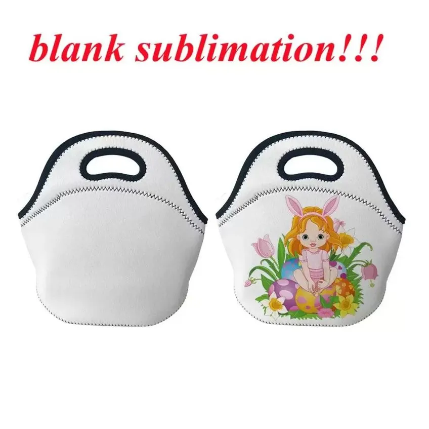 Wholesale Neoprene Lunch Bags Sublimation Blanks DIY Bags Insulated Thermal Handbags Tote with Zipper 825
