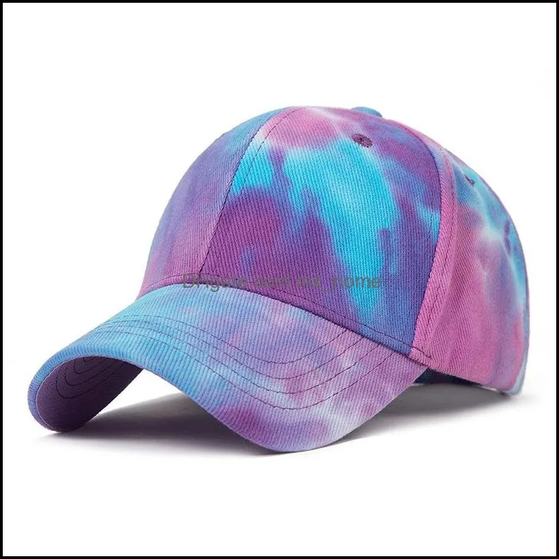tie dye baseball cap unisex cotton adjustable visor ponytail caps summer outdoors fashion colored sun hat teenage graffiti pony hats