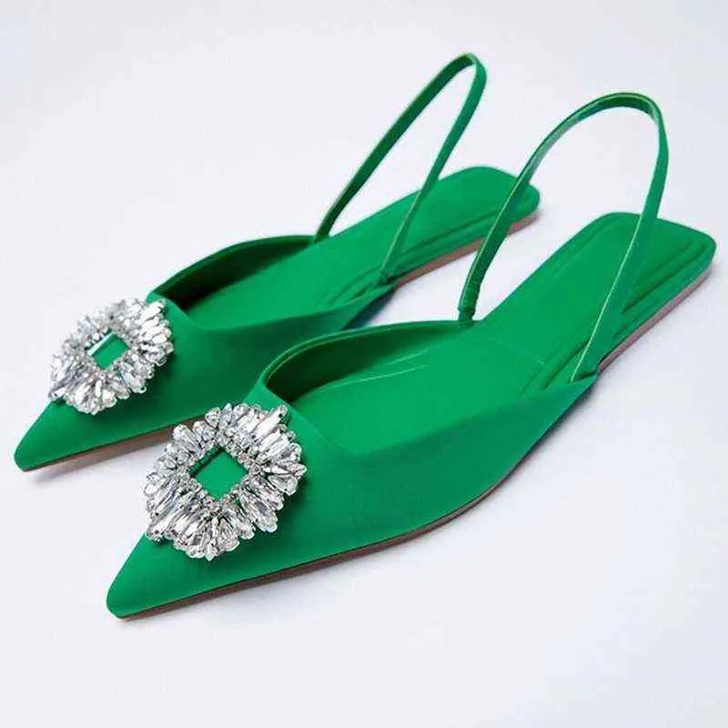 Summer Rhinestone Mules Shoes Fairy Pointed Flat Sandals