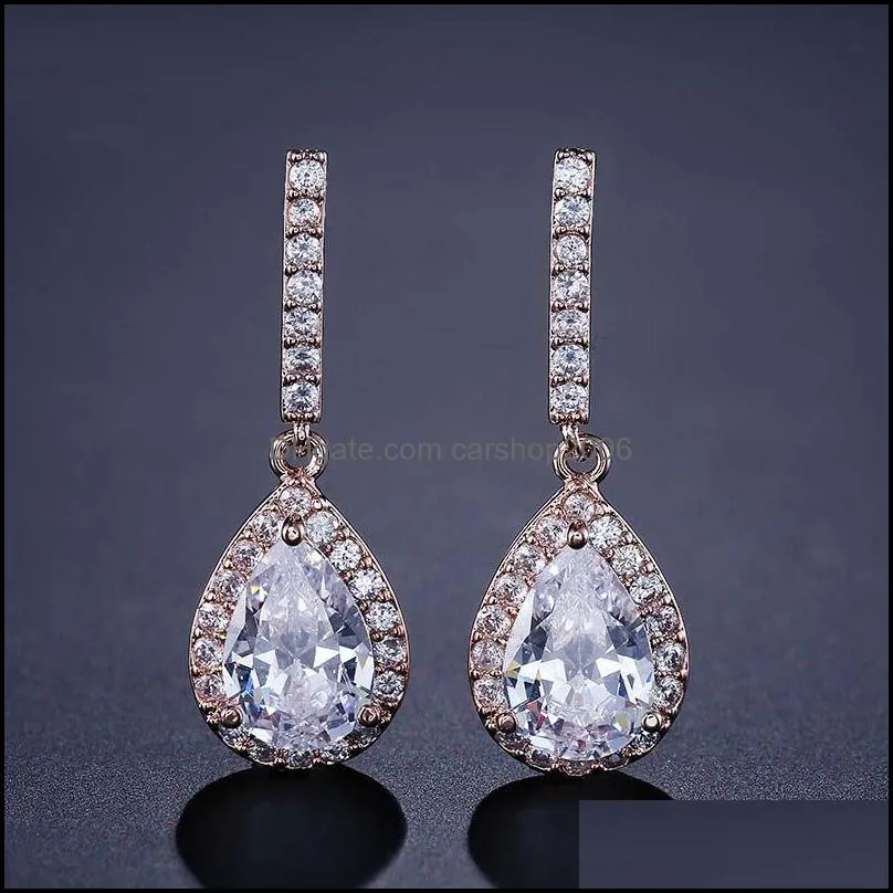 Cubic Zircon Big Water Drop Designer Earrings Silver Color Wedding Bridal Long Dangle Earrings Jewelry For Brides Girls Hypoallergenic