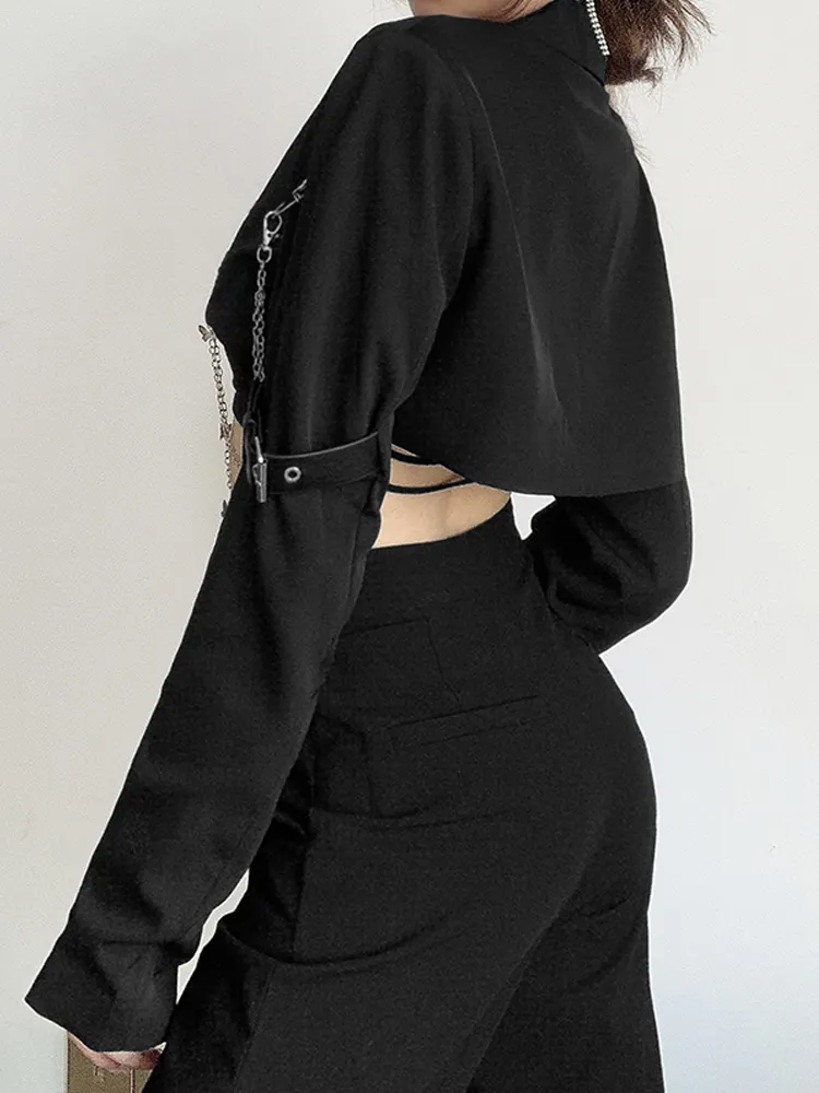 未使用タグ付き　BULKY SLEEVE CROPPED JACKET Amazon.com: Womens Cropped Zip up Jacket Fall Winter Fashion