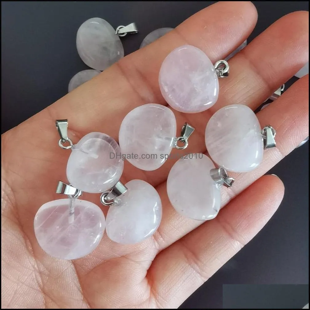 natural crystal rose quartz irregular stone charms fan shape pendant for diy earrings necklace jewelry making sports2010