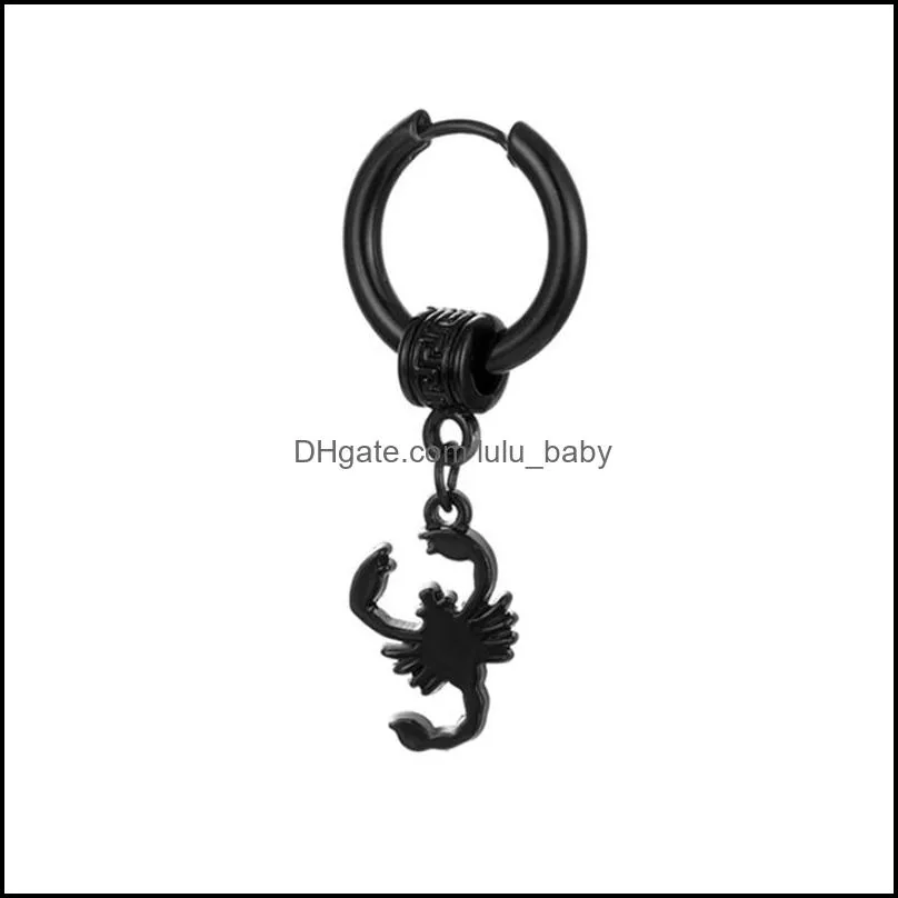 titanium steel body piercing jewelry dangle scorpion earring hoops  pendant hoop earrings for men and women