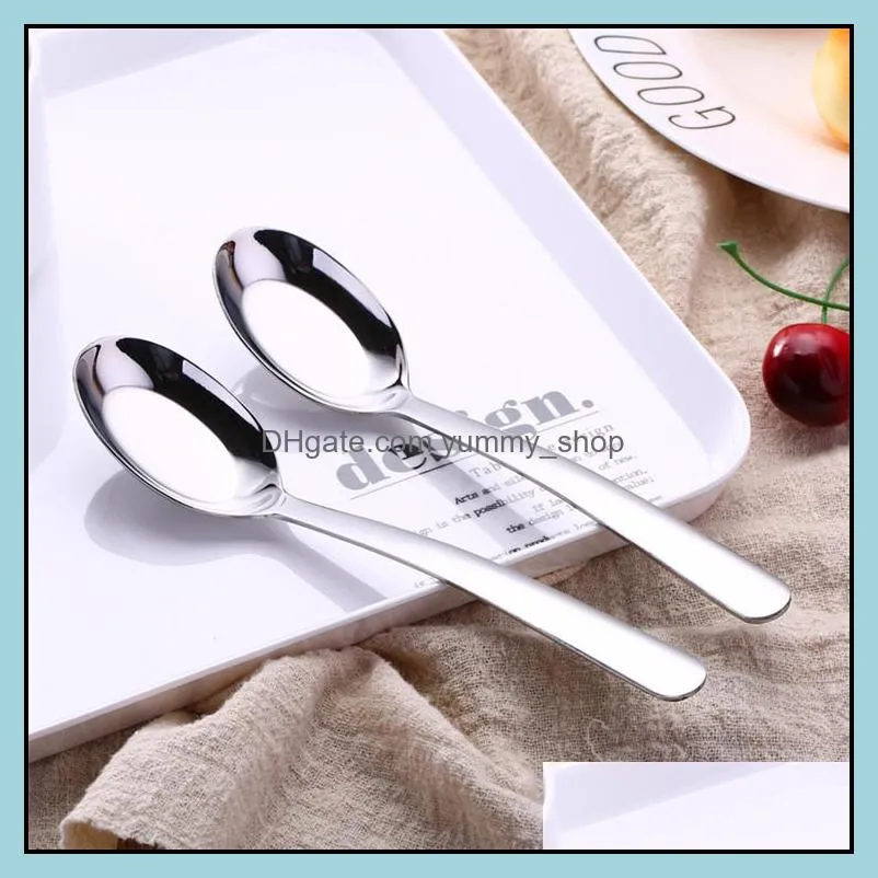 wholesale 304 stainless steel spoons soup spoons high quality heavy duty glossy polish metal dinner spoons