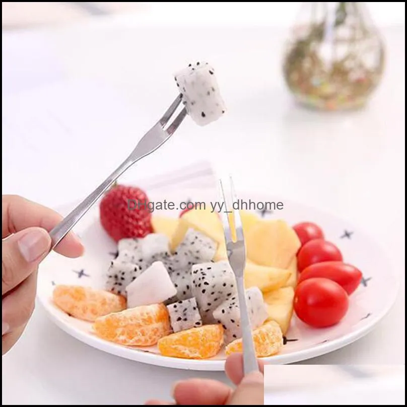 stainless steel dessert fruit fork household tableware dessert cake forks portable lengthen hotel kitchen smooth handle forks vtky2190